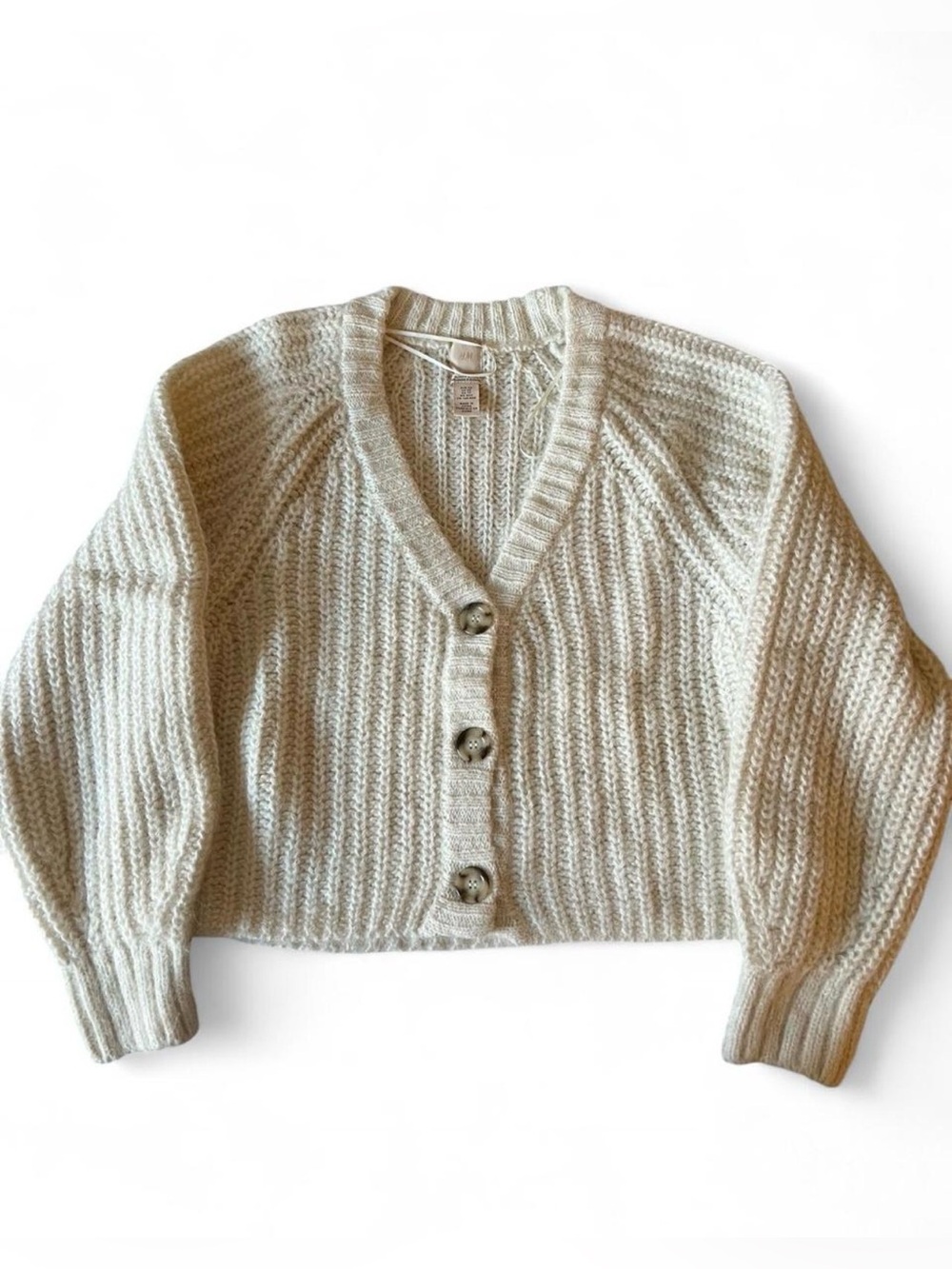 H&M Cream Alpaca Blend Button-Front Cardigan size XS - Picture 4 of 8
